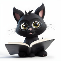 Baby Cat Reading Books 
