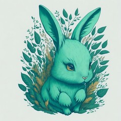 easter bunny with easter eggs illustration art ai generated
