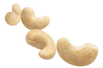 Flying delicious cashew nuts, cut out