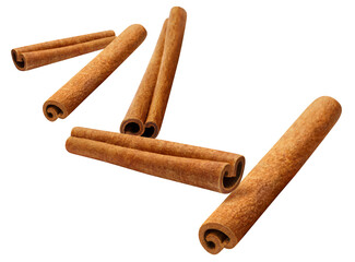 Flying cinnamon sticks, cut out