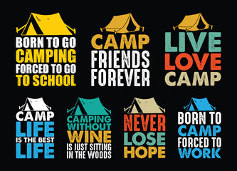 camping T shirt Design Bundle, Quotes about camping, Adventure, outdoor, camping T shirt, Hiking, Camping typography T shirt design Collection