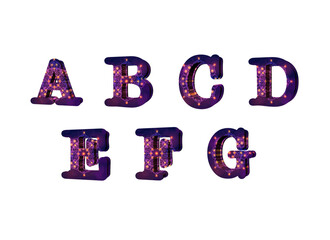 Naklejka premium Magenta Letters And Soft Illuminations-A-G