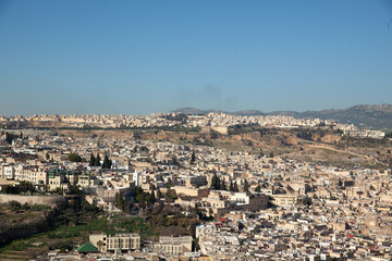 Fototapeta na wymiar Fes city in Morocco. Aerial view
