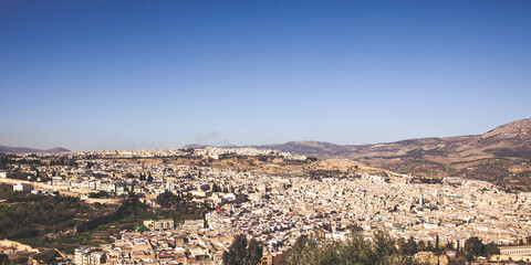 Fes Fez view in Morocco. Arabic city view