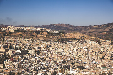Fes Fez view in Morocco. Arabic city view