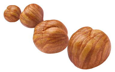 Flying delicious hazelnuts cut out