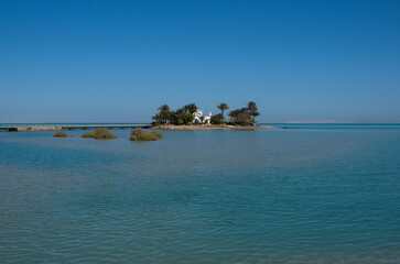 A house and palms at beautiful island in El Gouna, Red Sea, Egypt, Africa