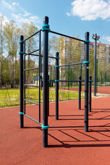 Outdoor gym for street workout. Outdoor sports complex for training