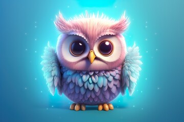 Cute adorable powerowl prototype with matching background.