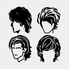 set of man hairstyles isolated on white