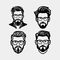 set of hipster gentleman faces