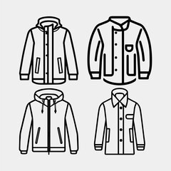 set of jackets isolated on white