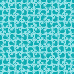 Cat pixel art pattern seamless. 8 bit pat background. pixelated Baby fabric texture