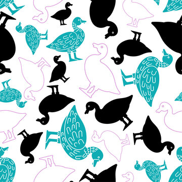 Duck pattern seamless. Drake background. Baby fabric texture