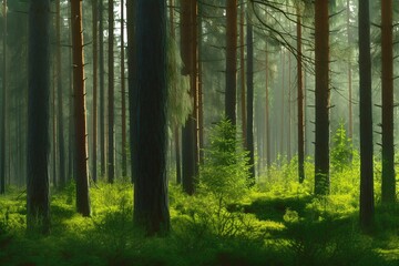 Naklejka premium pine forest- Ai