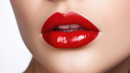 Beautiful young woman's lips closeup. Generative AI
