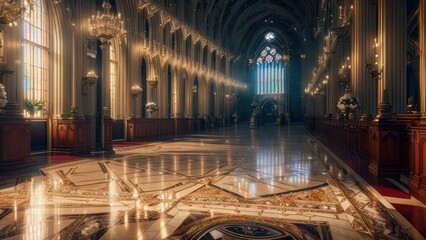 Biblical cathedral with characteristics of the Bible. Generative AI