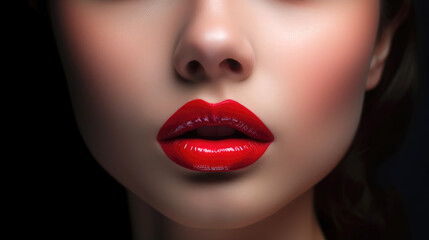 Beautiful young woman's lips closeup. Generative AI