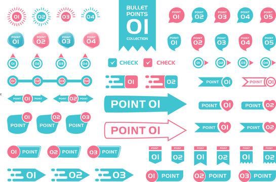 Number bullet point set vector icon, Number bullet point pop color vector