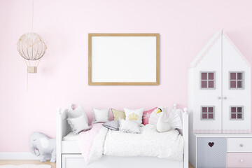 Boho baby room mockup frame, 3D render	
