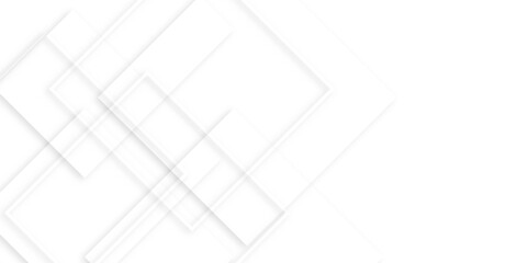 Abstract white and gray square technology lines background. Abstract white and grey color geometric background with copy space. Abstract white lines background.