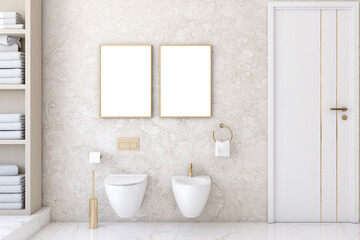 Obraz na płótnie Canvas Mockup, Bathroom mockup, Frame mockup, Interior mockup, 3d render