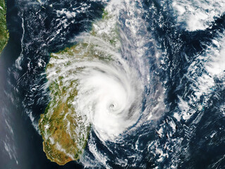 Cyclone storm over Madagascat seen from satellite. Elements of this image furnished by NASA