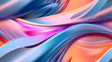 Fototapeta premium Abstract blue and white abstract seamless repeat pattern wallpaper, in 3D style. White and orange, curves, 3d style. Background for textile, print. Generative Ai.