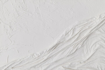 White modern art painting. Abstract painting. Gypsum texture. White plaster on canvas. Beautiful modern white background. Plaster art.