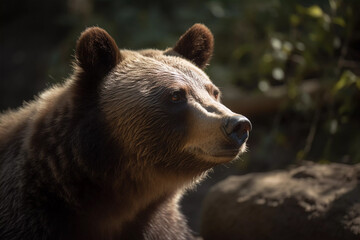 Majestic Brown Bear in the Wild. Stunning wildlife portrait of a powerful bear. Created with Generative AI.