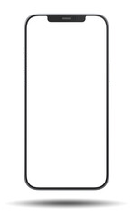 Smartphone with transparent screen and shadow at the bottom. Realistic rendering.