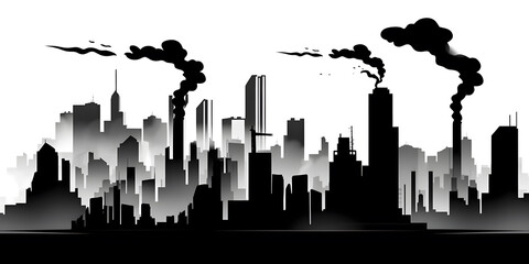 Obraz premium This is a picture of a city with fog above it, which means the air in the city is very dirty. It can be caused by cars, factories and other things. Generative AI 