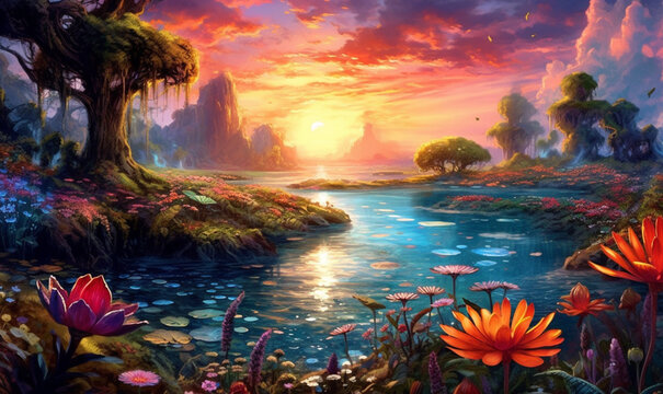 Fantasy-M&auml;rchenlandschaft. generative KI