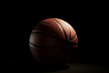Basketball with white stripe on dark background. Generative AI