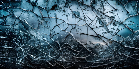 ice winter background cracks grunge texture, soft blur wallpaper. Generative AI 