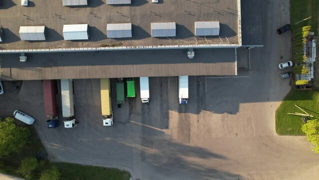  Aerial Shot Of Logistics Center With Trucks 