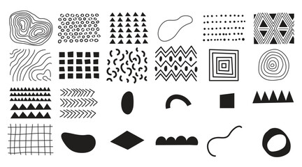 Hand draw texture pattern set. Abstract vector background in simple