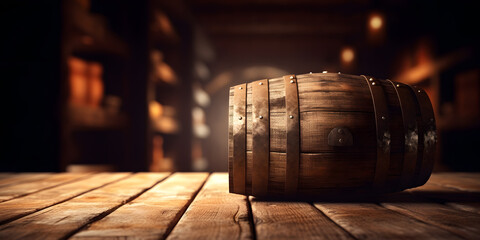 old wooden barrel. Generative AI 