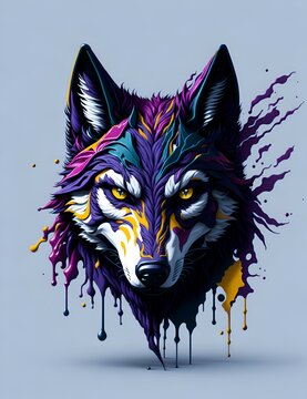 Cabeza de lobo con ojos penetrantes en Splash Art