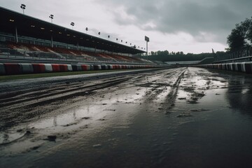 Race track after rain during daytime. Generative AI
