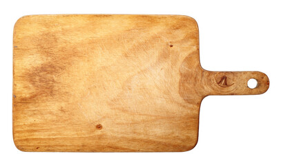Rustic cutting board on a transparent background. isolated object. Element for design