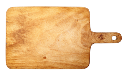 Rustic cutting board on a transparent background. isolated object. Element for design
