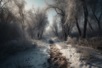 Obraz na płótnie Canvas Winter wonderland scenery - chilly weather backdrop. Generative AI