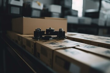 Fototapeta na wymiar Streamlined automated order fulfillment process with intelligent packaging and shipping. Generative AI
