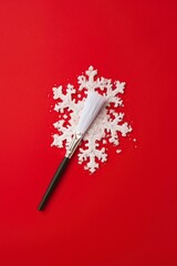 illustration, brush with snowflakes, ai generative
