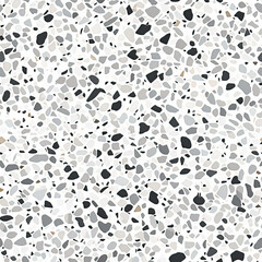 Black and white terrazzo flooring pattern, a seamless tile, realistic terrazzo background, Classic style flooring.