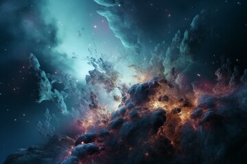Fototapeta na wymiar Luminous galaxy nebula wallpaper. Generative AI