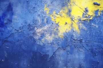 Dark blue yellow vintage texture. Art background for design. Generative Ai content