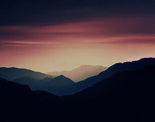 A silhouette of a mountain range during Evening