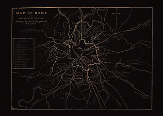Vintage map of ancient city of Rome